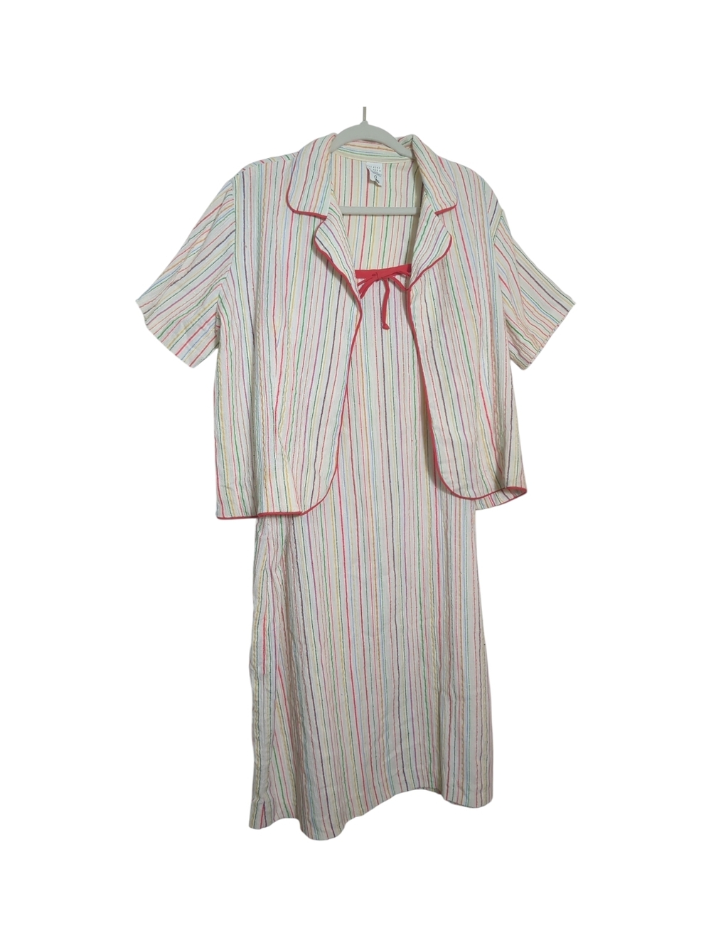 Vintage 1970s Sears Rainbow Stripe Dress Set Size 22.5 Made USA Coastal Retro